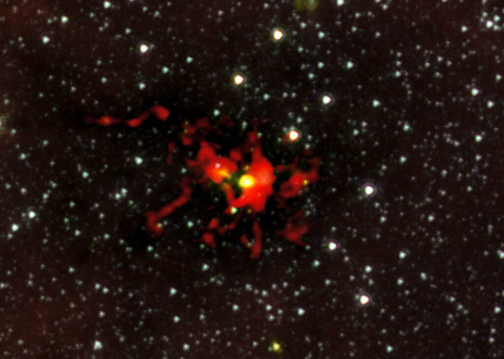 estudio de composicion quimica en galaxia en colision por telescopio alma